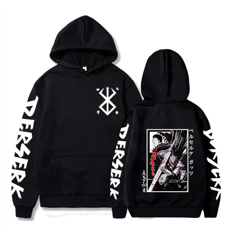 Sudadera con capucha de Anime Berserk Guts para hombre y mujer, ropa de calle Unisex con estampado, estilo Hip Hop, Tops de moda para otoño e invierno, ropa para hombre