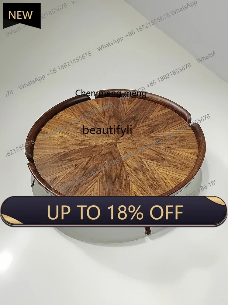 

P178 Coffee Table Living Room Italian-Style Light Luxury Small Apartment Home Walnut Solid Wood round Coffee Table