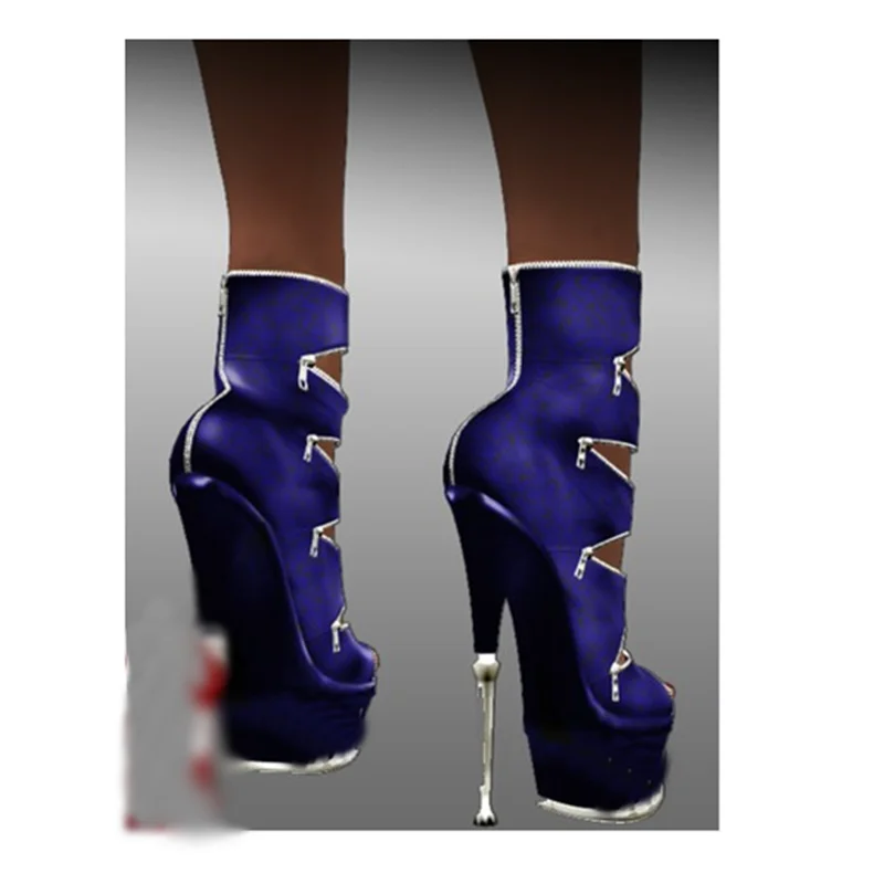 الأزرق سستة جوفاء منصة الأحذية رقيقة عالية الكعب اللمحة تو موضة مثير كول 2024 الصيف كبيرة الحجم أحذية امرأة Zapatillas Mujer