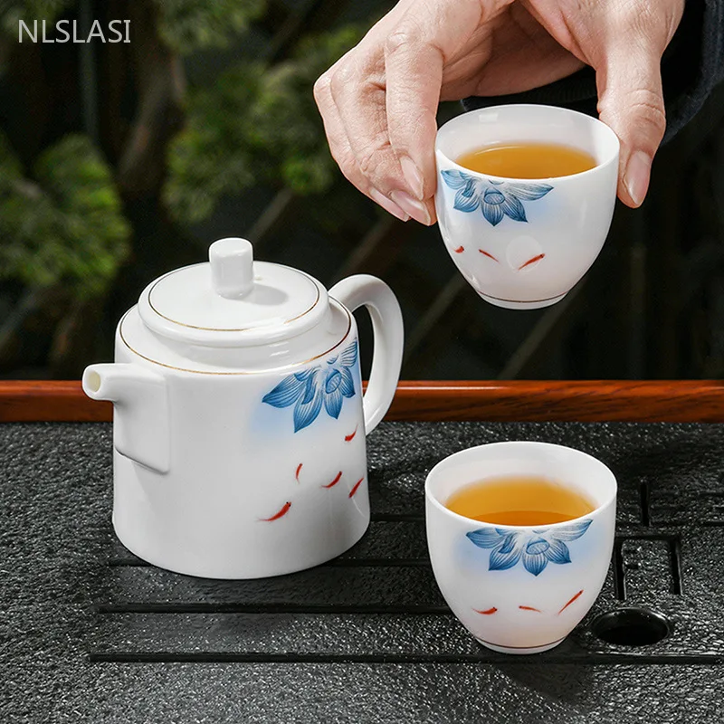 

Chinese Sheep Fat Jade White Porcelain Tea Set Exquisite Filter Ceramic Teapot Custom Tea Pot and Cup Set Beauty Tea Infuser