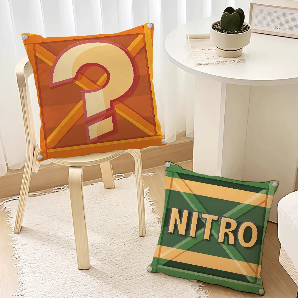 Crash Bandicoot Nitro Crate funda de cojín cuadrada sofá decorativo cabecera del hogar dormitorio respaldo cojín cuadrado tiempo de siesta