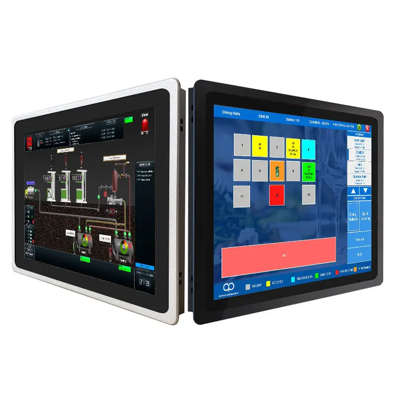 10.4 بوصة X86 Linux OS Android الكل في واحد شاشة تعمل باللمس كمبيوتر صناعي IP65 غلاف أمامي مسطح مع لوحة مدمجة بالسعة في المخزون