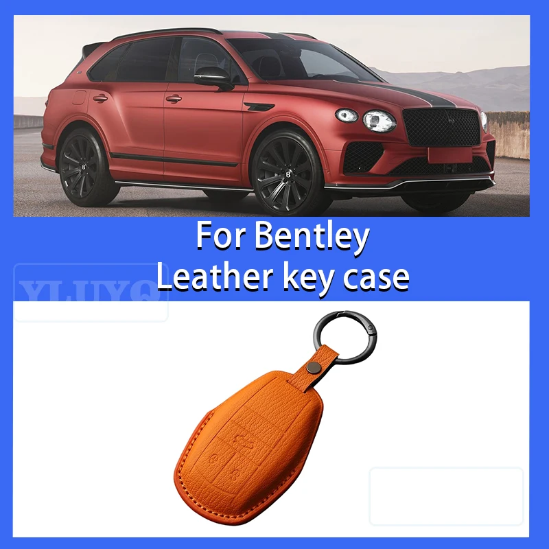 

2025 For Bentley Leather car key case Continental, Tian Yue, Tian Yue Fei V8 goatskin keychain Car interior accessories