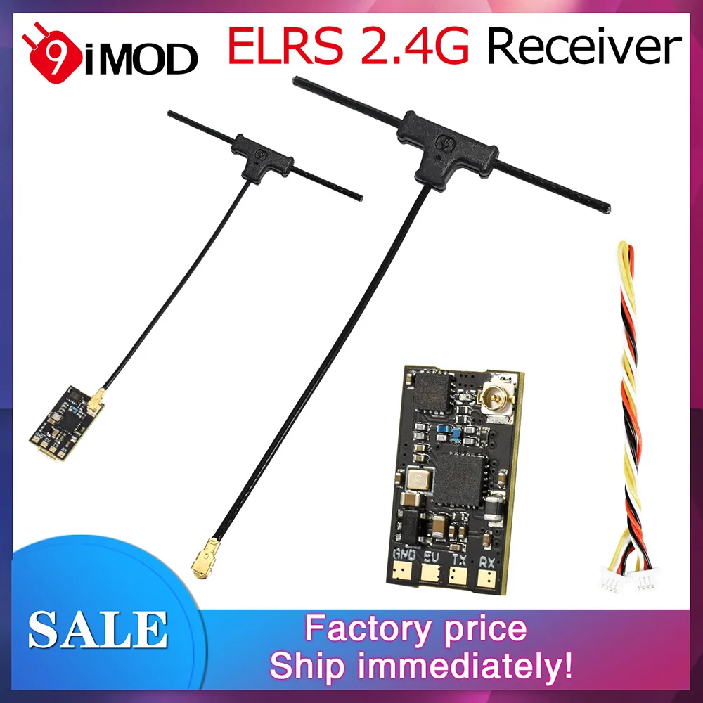 Receptor 9IMOD de 2,4 GHz, receptor ExpressLRS, receptor de antena T de 2,4 GHz, módulo RF de baja latencia y alta tasa de recarga, Nano receptor