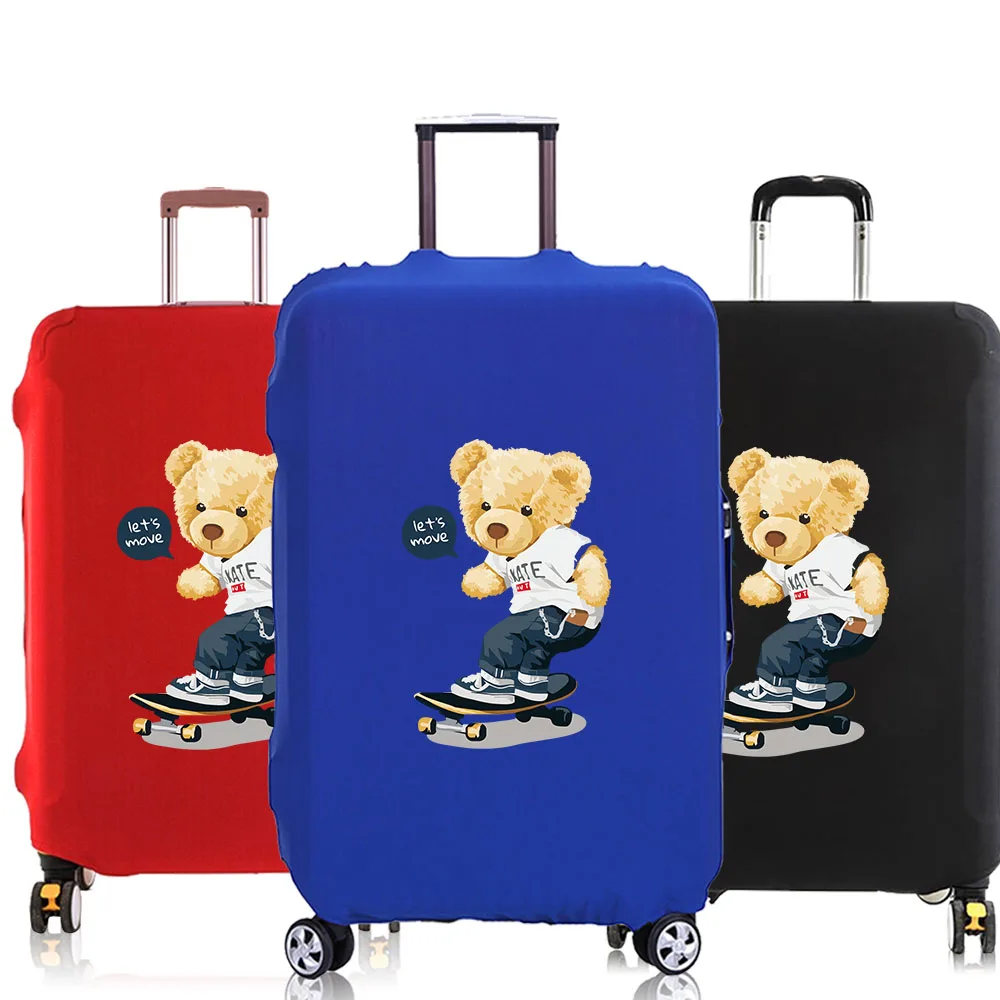 

Luggage Cover Suitcase Protector Case for 18-30 Inch Travel Accessories Elastic Baggage Case Dust Cover Skateboard Bear Pattern