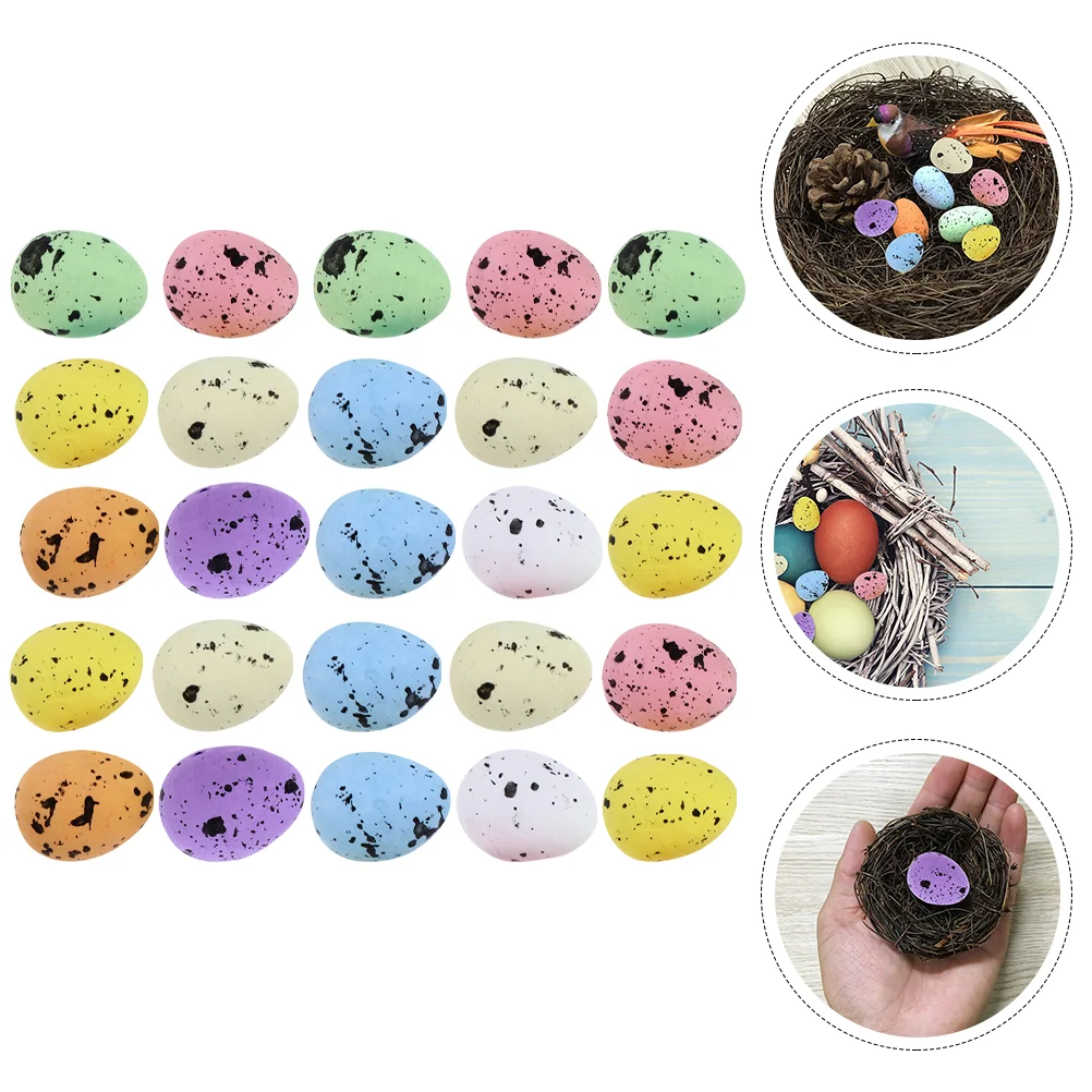 

150 PCS Colorful Simulated Quail Eggs Lifelike Bird Emulated Easter Rabbit Foams Adornment Imitation Ornament Decor