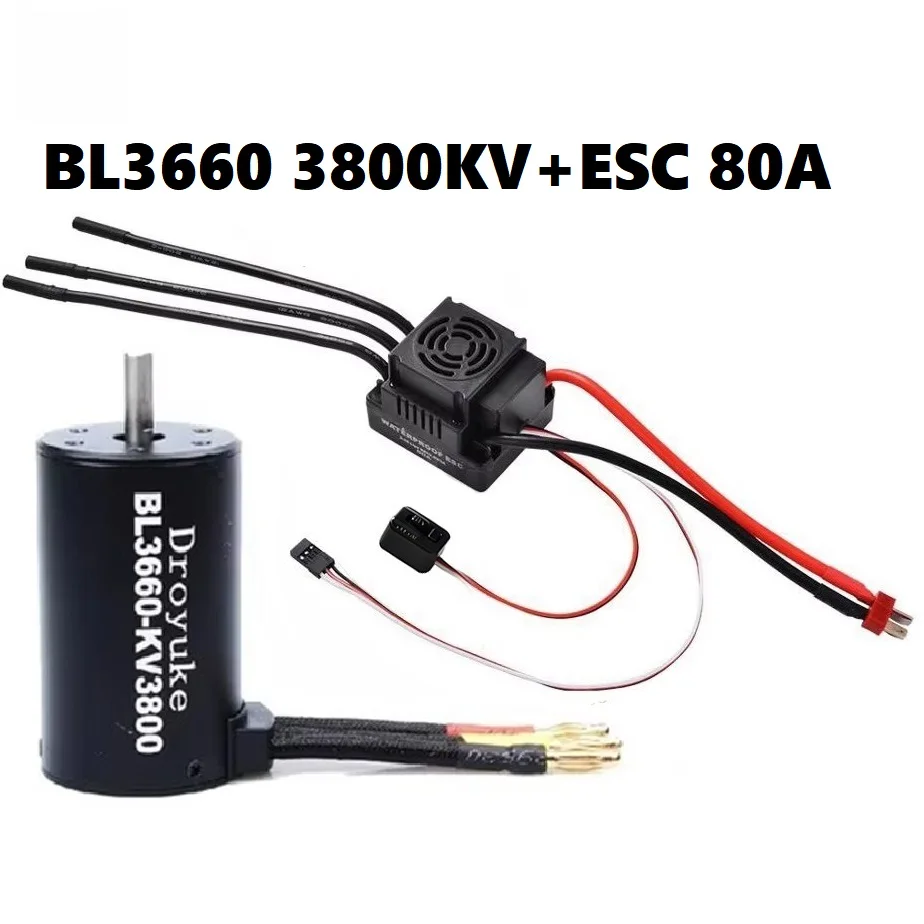 Waterdicht 3660 2600KV/3300KV/3800KV & 3670 1900KV 2150KV/2650KV Borstelloze Motor 80A/120A Borstelloze Esc combo Set Voor 1/8 Rc Auto