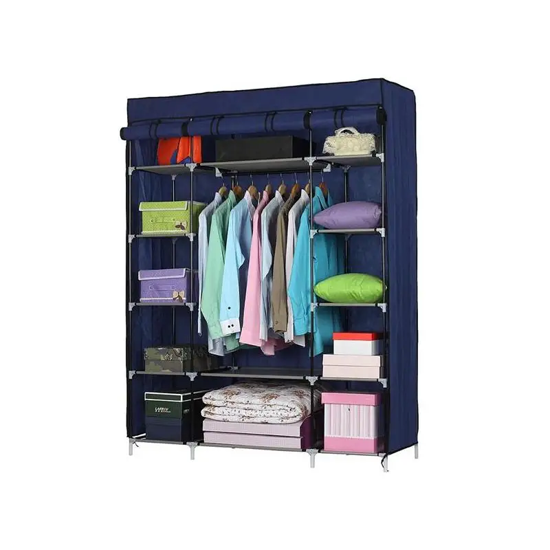 5-Layer 12-Compartment Non-Woven Fabric Portable Closet Navy Storage Organizer 52x18x67in