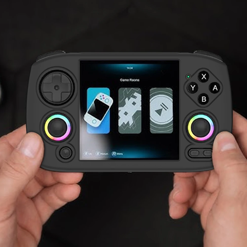 حافظة واقية من السيليكون لوحدة تحكم الألعاب ANBERNIC RG CubeXX حماية من السقوط بسيطة بلون سادة مع حبل قصير #4