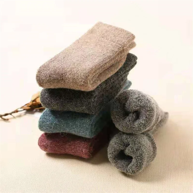 

Women Thicken Warm Cashmere Sock Winter Pure Color Snow Socks Female Soft Conforable Cotton Floor Soxs New Year Gifts