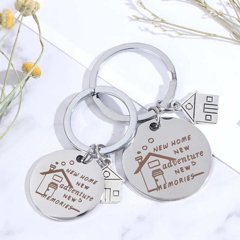 New Home New Adventures Keychain Stainless Pendant Keyring Housewarming Gifts