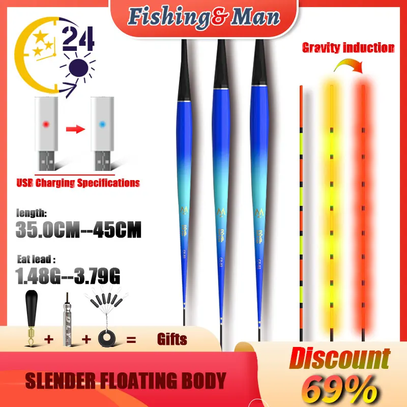 

Nighttime Electronic Fishing Float Microgravity Sensing Turns Red Flipping Fast High Sensitivity Carp Fishing Float Equipment