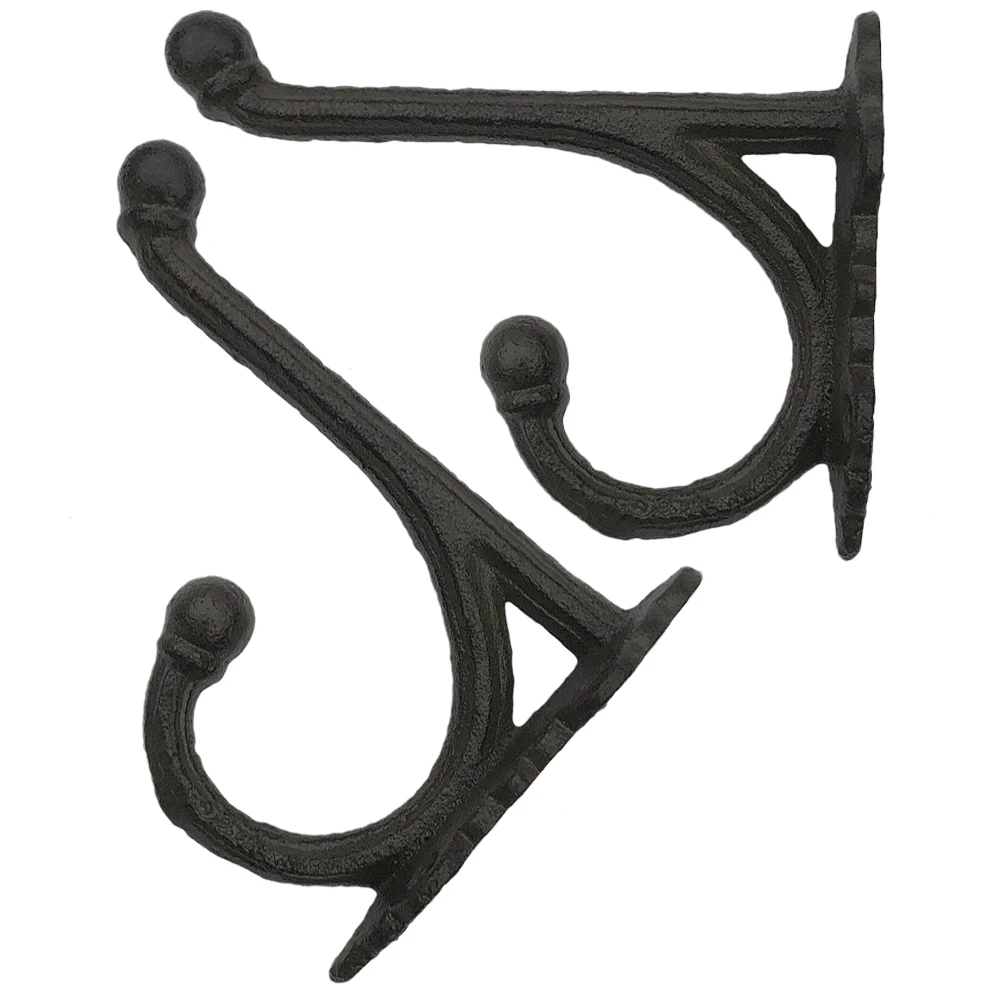 

2pcs Cast Iron Hooks Brown Vintage Wall Hooks for Bathroom Kitchen Coats Hats Scarves Storage ganizer Retro Style