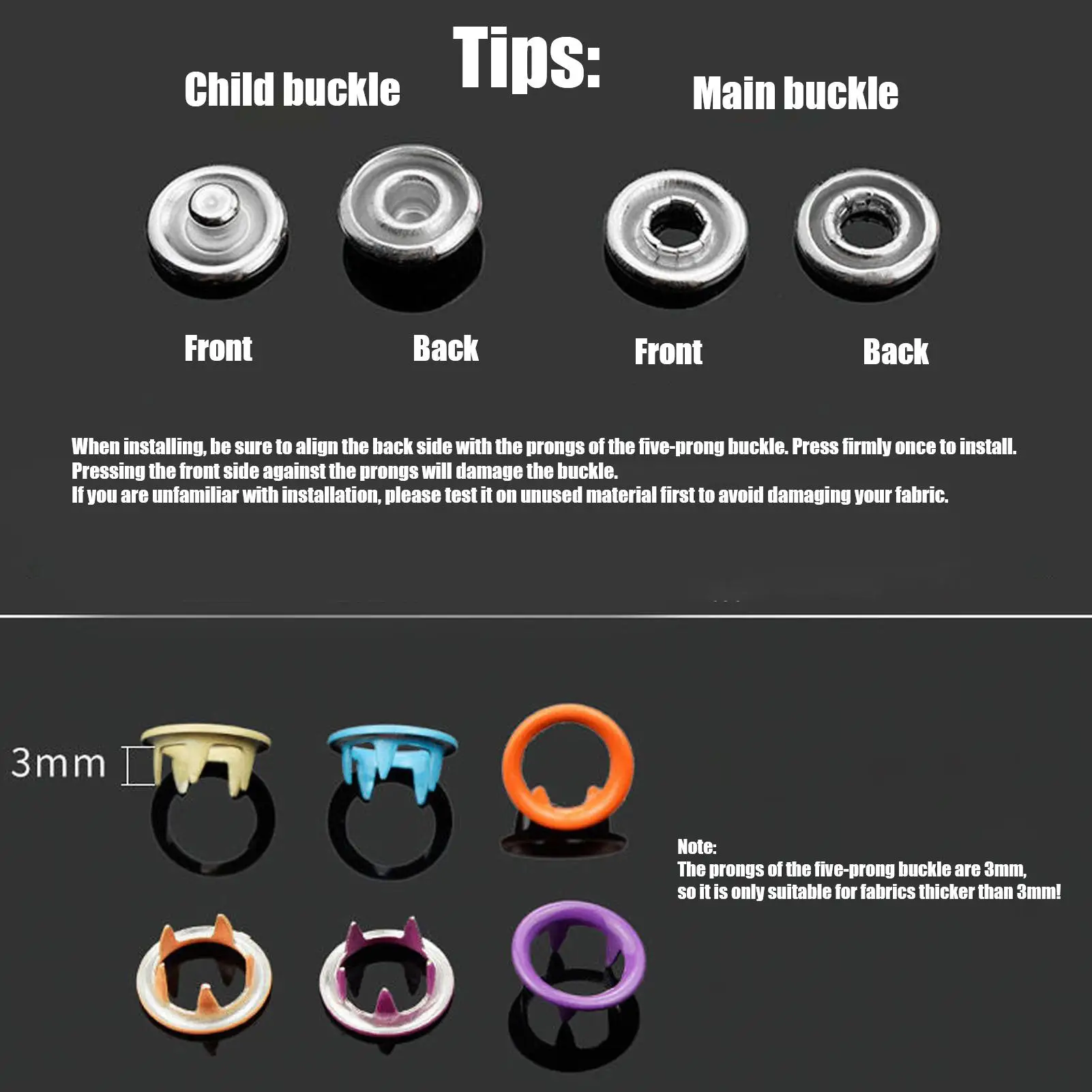 

Комплект пуговиц для одежды, набор пиллер с пятью пряжками, многофункциональный комплект для установки пряжек с пятью когтями для кожаной холщовой ткани