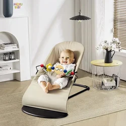 AnGku Baby Rocking Chair with 3 Height Adjusts Portable Newborn Baby Bouncer Chair Foldable Baby Swing Toys for 0-12 Months