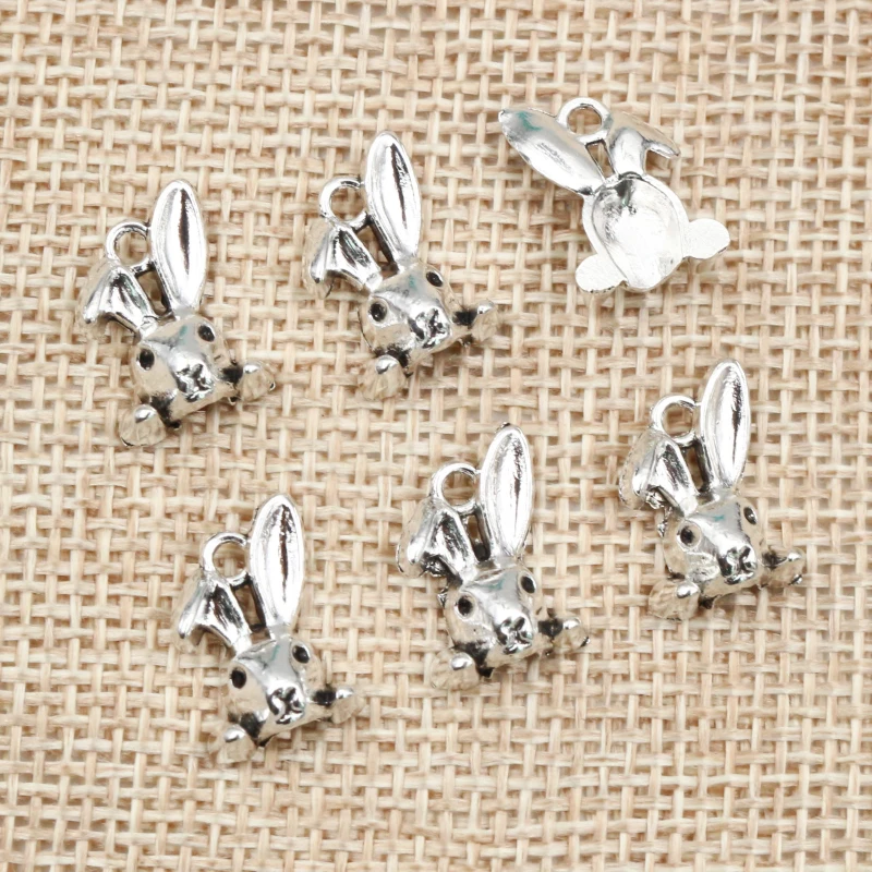 30pcs 14x10mm Antique Bronze Silver Plated Rabbit Head Handmade Charms Pendant:DIY for bracelet necklace