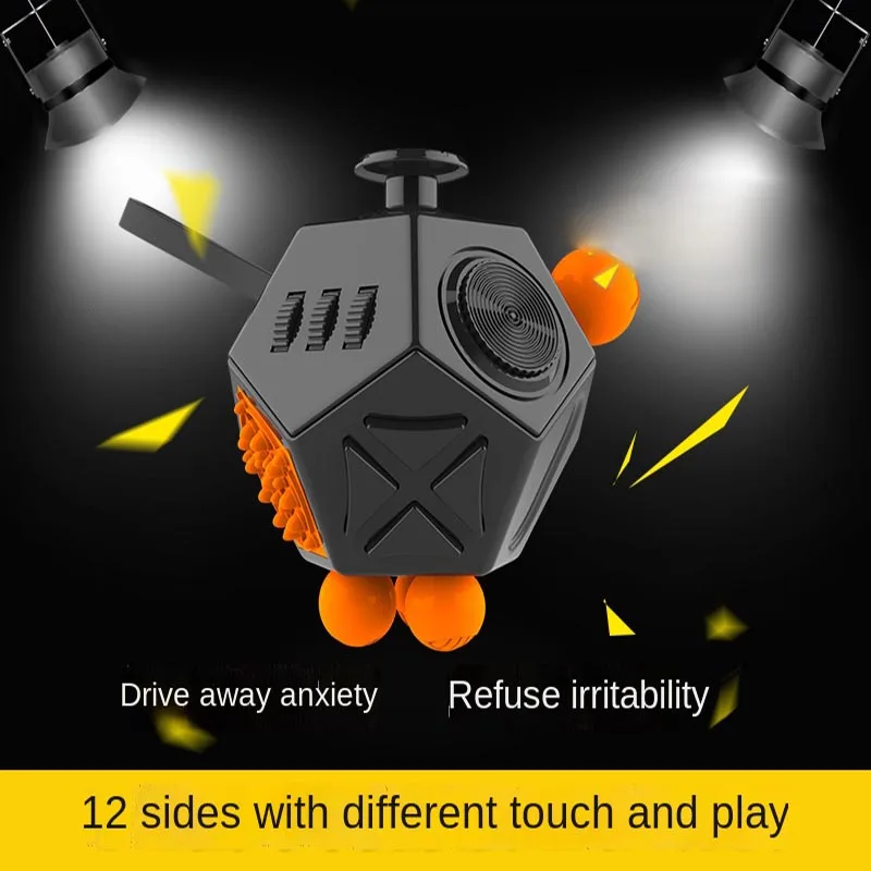 Cube Stress Reliever Toys Dice Anti-irritability Relieve Anxiety 12-sided Fidget Toys Crystal Decompression Fingertip Desk Toy