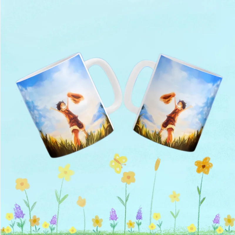 Taza de Cerámica con Escena de Batalla del Arco del País de Wano para One Piece, Donquixote Doflamingo, Monkey D. Luffy, Taza de Café, Taza de Agua de Anime