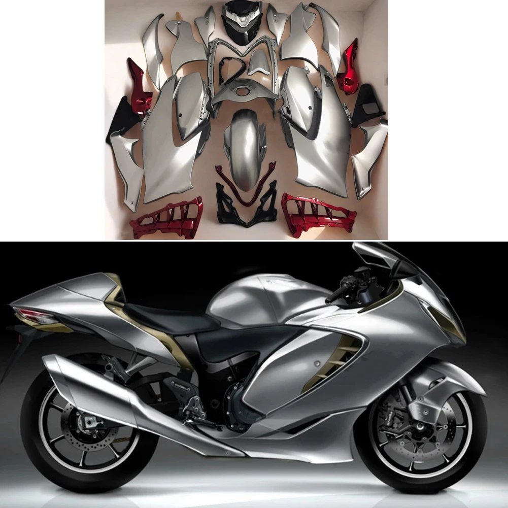 

Motorcycle ABS Bodywork Pre-Drilled Fairing Kit For Suzuki Hayabusa GSX1300-R 2021 2022 2023 2024 Silver