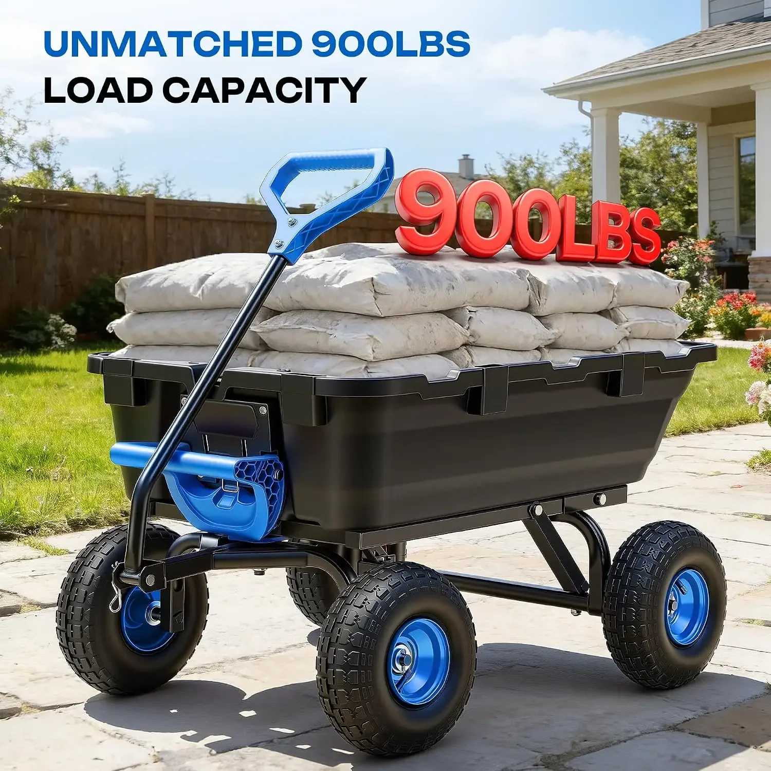 Wheelbarrow Garden Dump Cart Wagon 4 Cu.Ft. | Upgrade 10