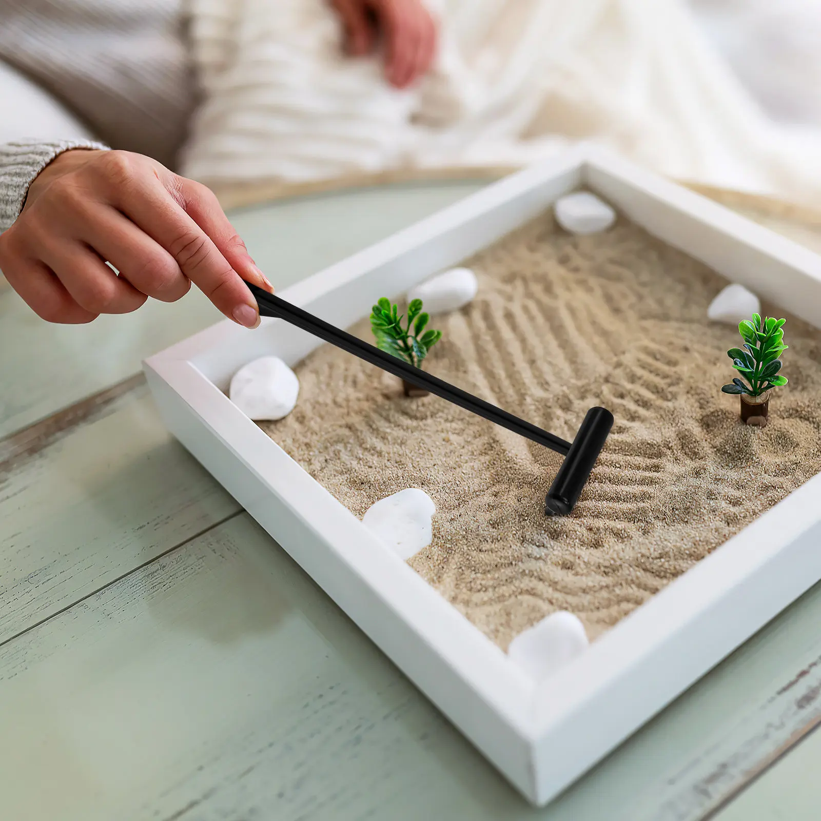 

6Pcs Mini Sand Rake Set Zen Garden Rakes Plastic Push Rakes for Sandbox Decor Desktop Relaxation Mini Rake Tools