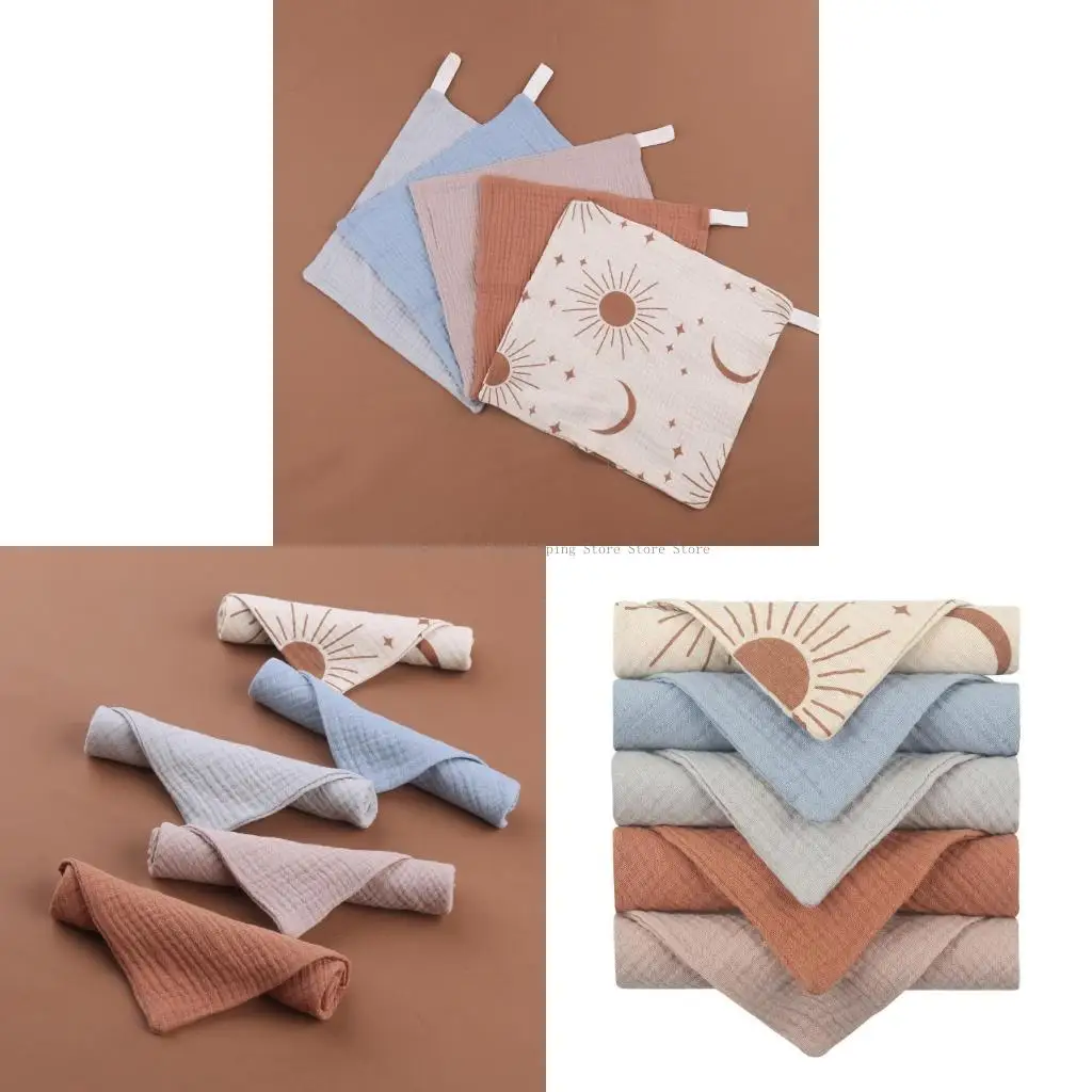 

Baby Towel Set Teething Bibs Burp Cloth for Toddlers Mixed Color Handkerchief Sweat Wipe Towel Newborns Face Cloth 5PCS