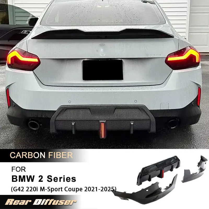 Alerón de labio difusor de parachoques trasero de coche para BMW Serie 2 G42 220i m-sport Coupe 2021-2025 labio delantal trasero con fibra de carbono ligera