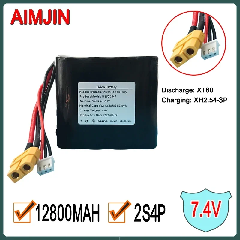 2S4P 7.4V  12800mAh 8.4V High Capacity UAV Rechargeable Li-ion Battery for Various RC Airplane Drone Quadroto