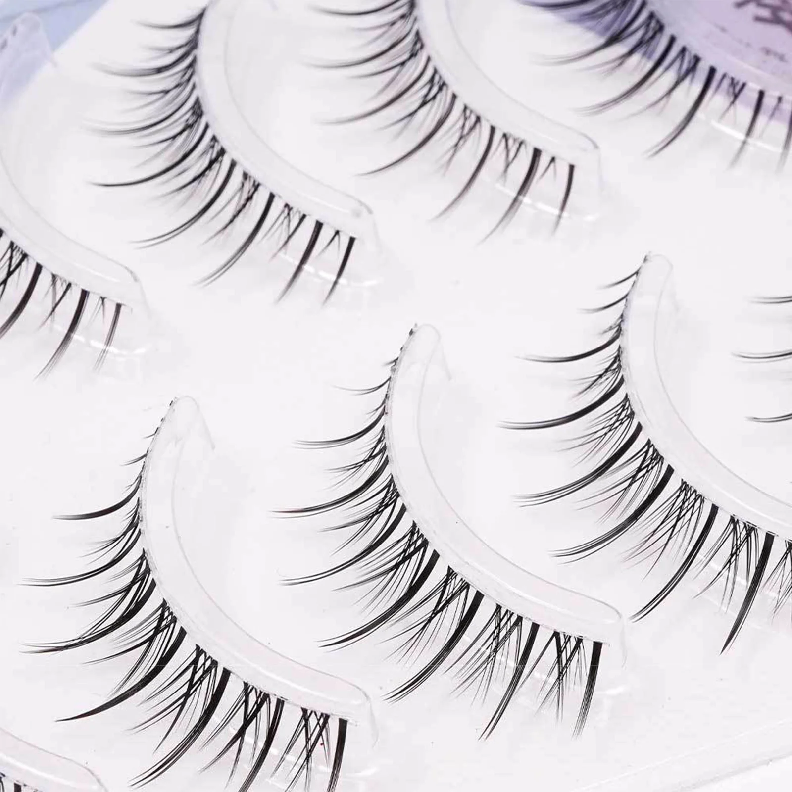 Mangá tiras de cílios banda transparente cílios postiços 5 pares aparência natural para maquiagem de casamento suprimentos diários de cílios