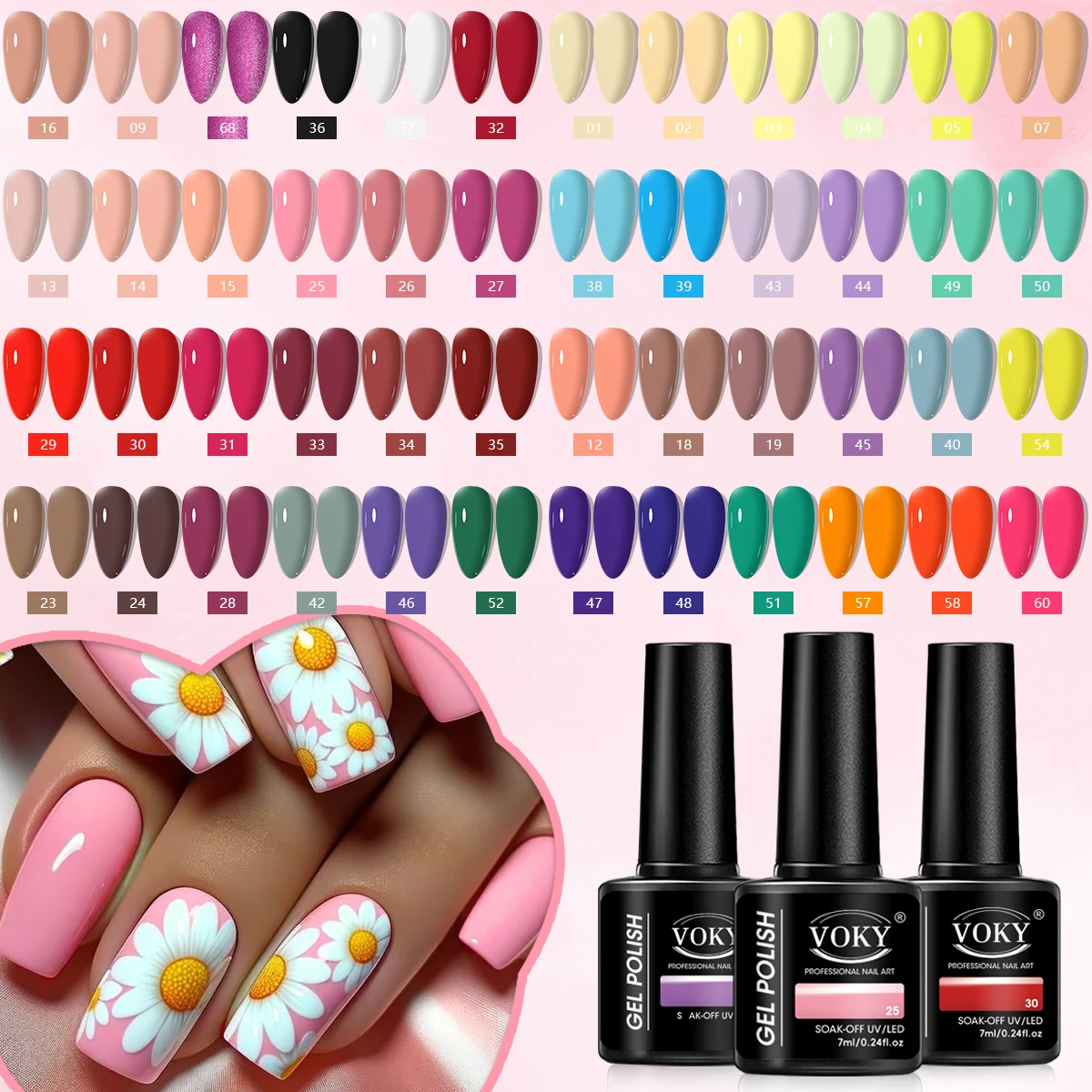 ชุดทาเล็บเจล VOKY 6 ชิ้น ชุดทาเล็บกึ่งถาวรหลากสี และชุดทาเล็บปลอดแอลกอฮอล์