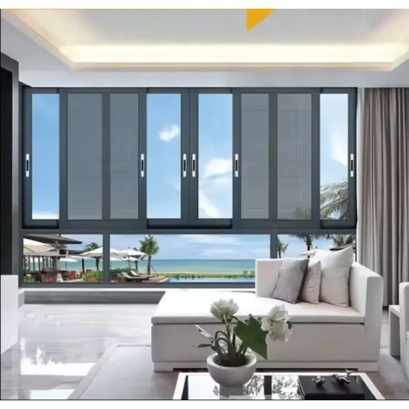 

Настройка Ураган Ударное закаленное стекло Энергоэффективный балкон Алюминиевая москитная сетка с двойным остеклением Раздвижные окна