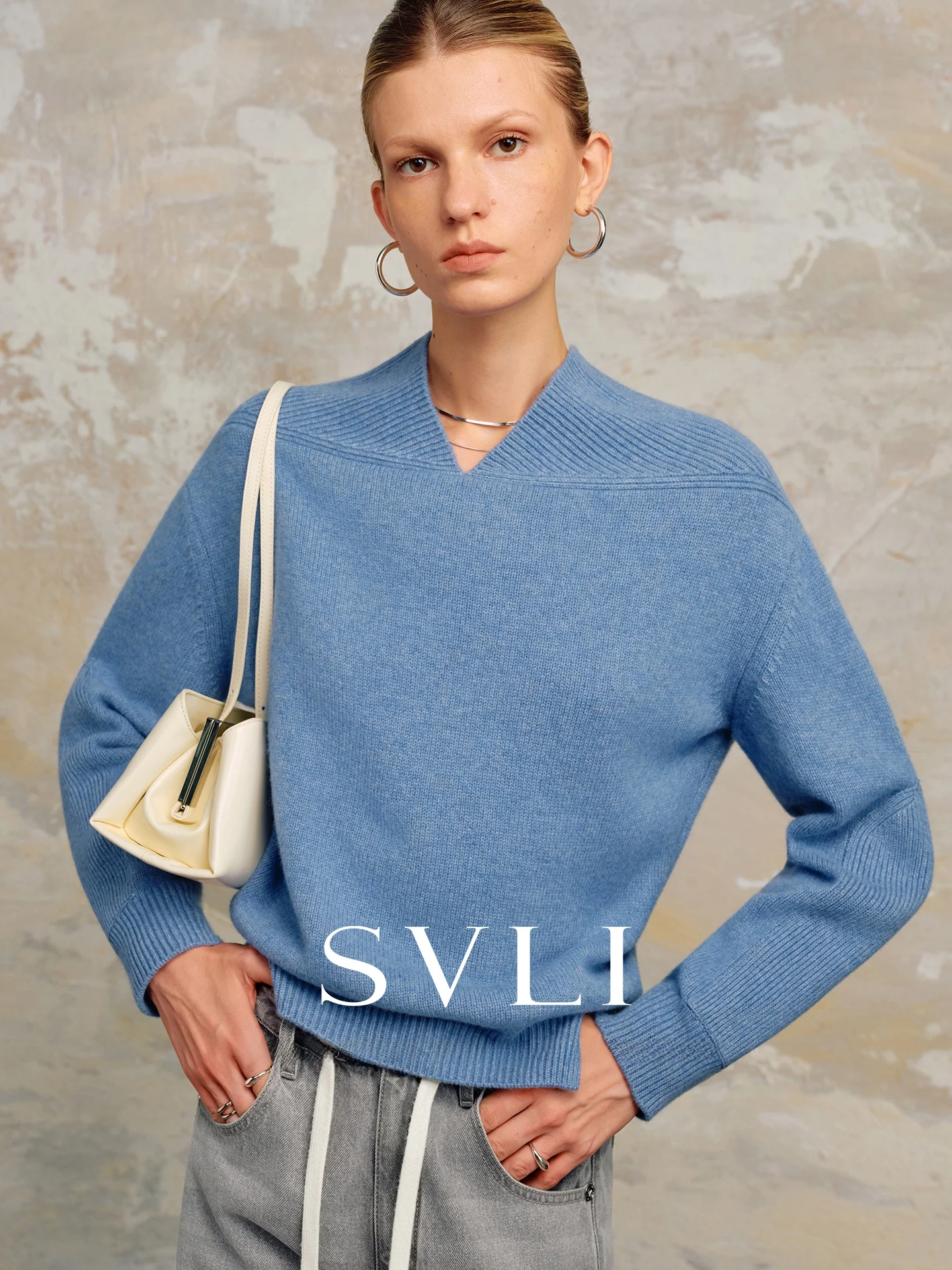 

Comfortable Soft Camere Sweater V-Ne Embroidered Oversized Casual Sle Women's Long Sve Knitwear SVLI Heart Understan...