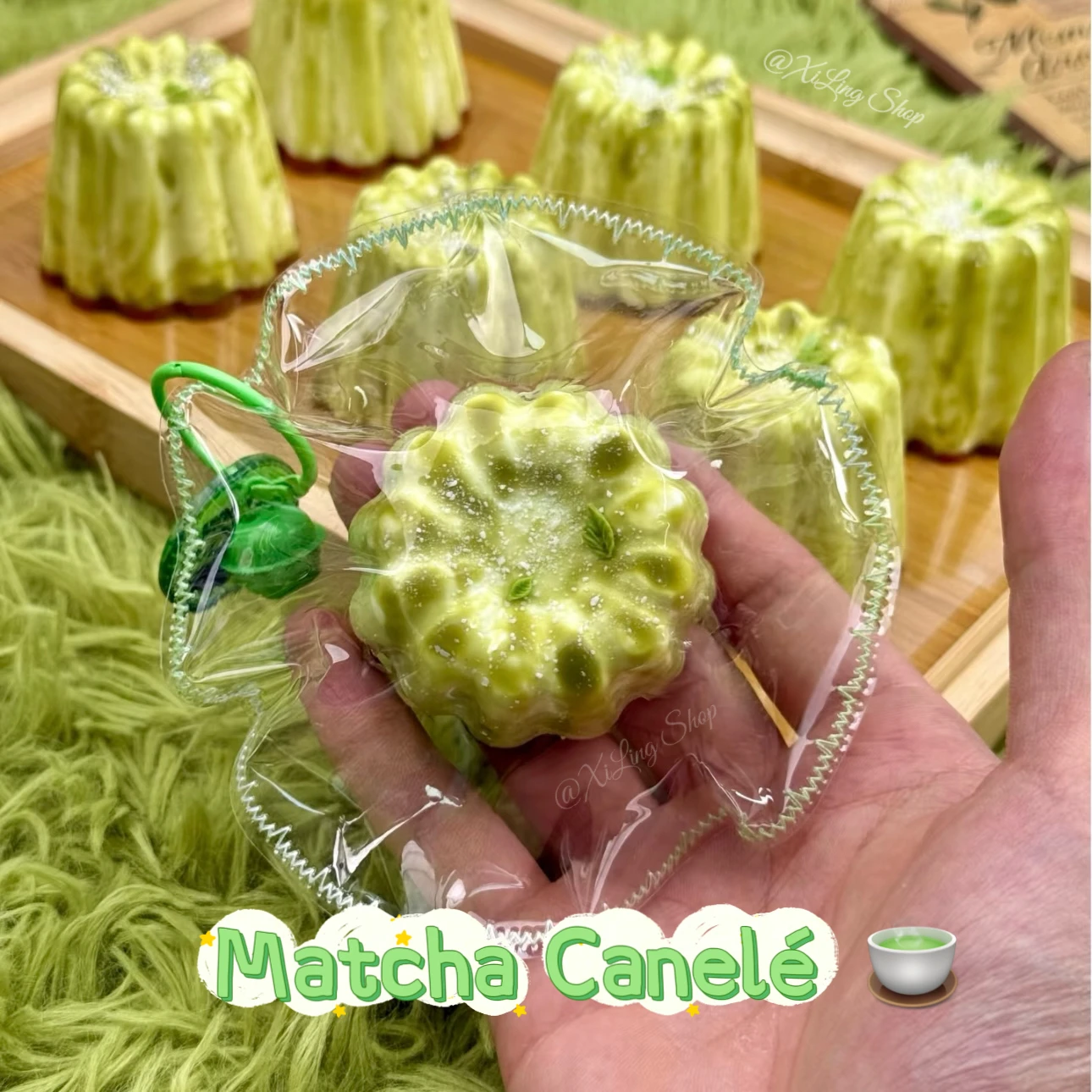

1Pc Matcha Canelé Squishy | Handmade Stress Reliever with Yogurt Puree Texture | Food Grade Silicone