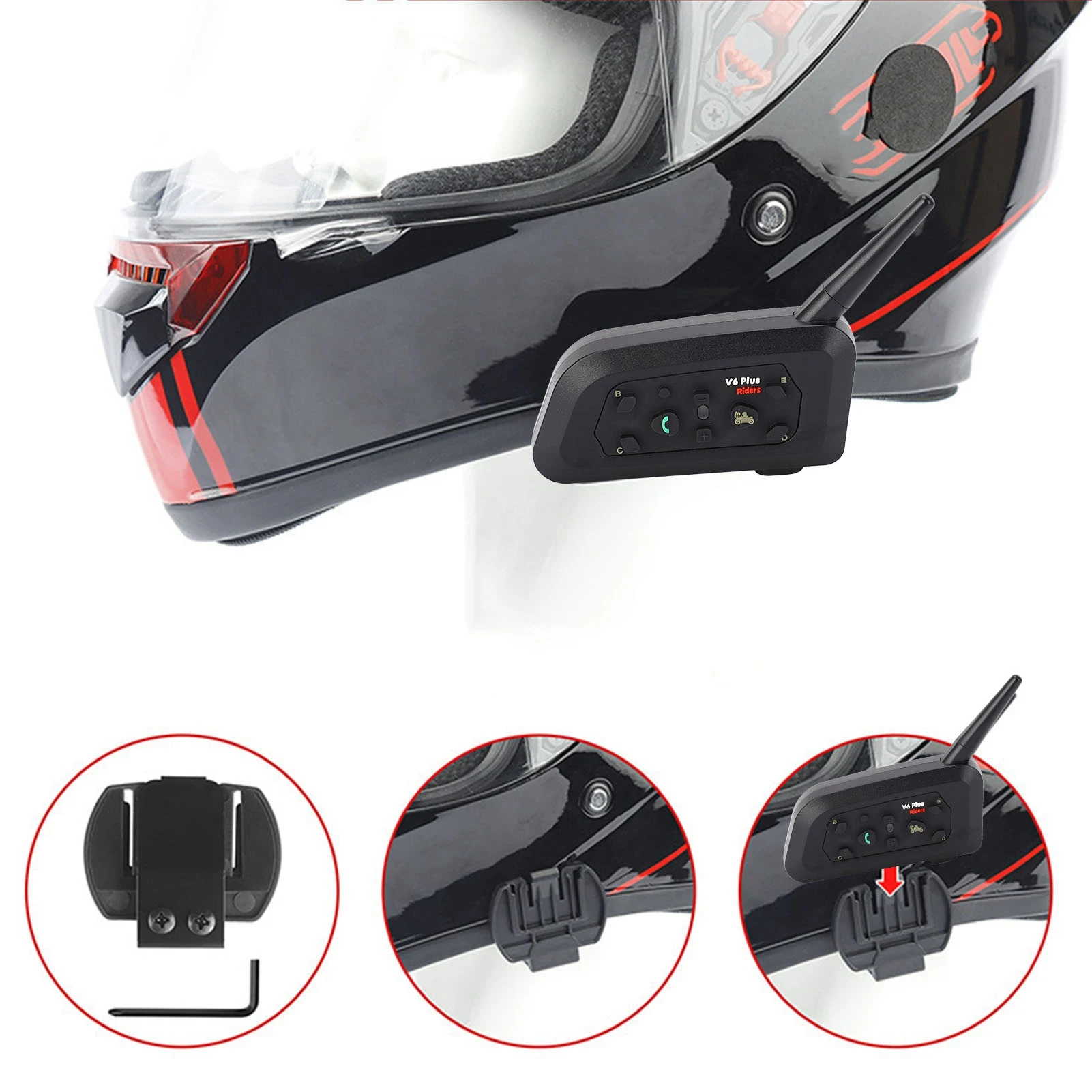 Helmet Intercom Headset  Bluetooth Motorcycle Headset Lightweight Stable Communication CVC Noise Reduction for Travel