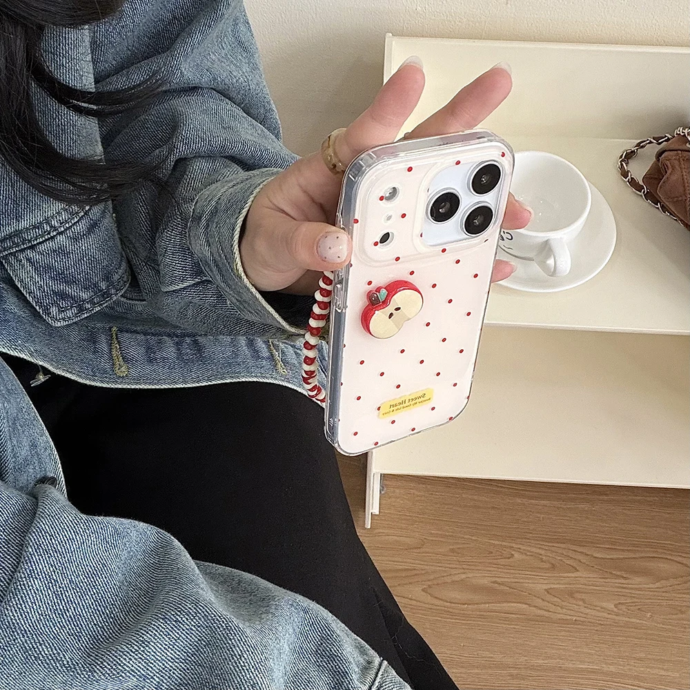 لطيف ثلاثية الأبعاد شرائح أبل الأحمر منقطة جراب هاتف آيفون 13 14 16 15 17 17pro 17Pro ماكس للصدمات واقية لينة غطاء #6