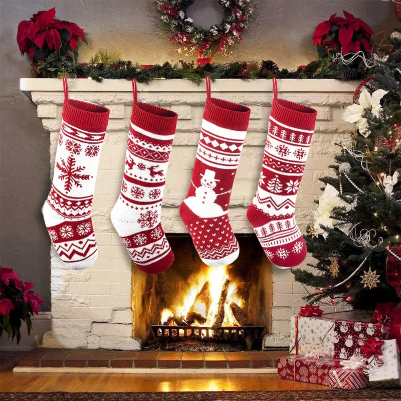 

2023 Christmas Decorations Christmas Socks Gift Bag Knitted Socks Large Christmas Socks Gift Bag Pendant