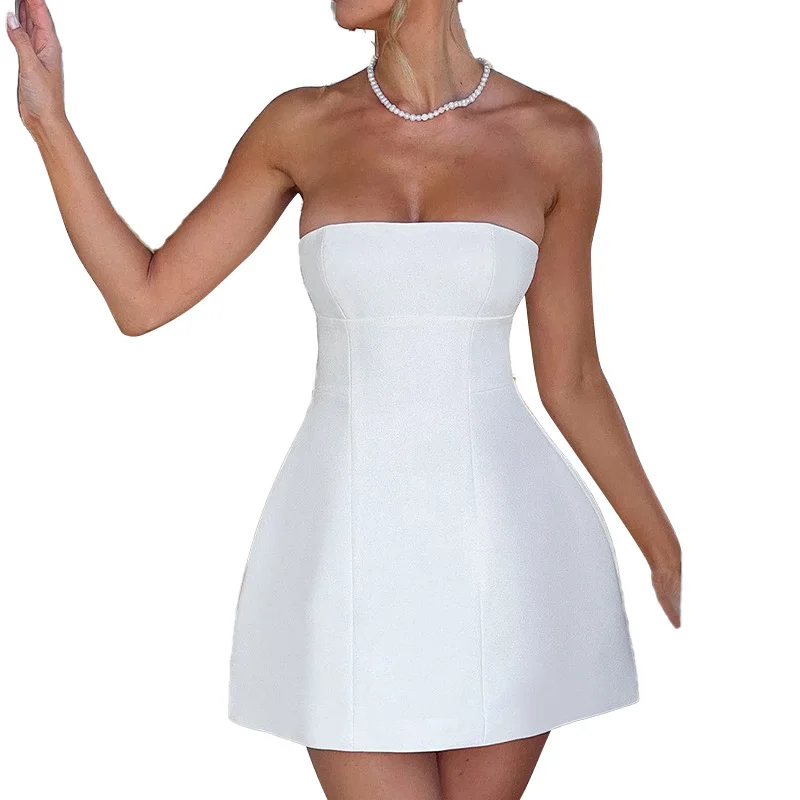 

Sexy ort Skirt Sle A-Line Dr Women's Slim Fit Tube Top High Waist Polyester Fiber Spring Summer New Arrival Dr