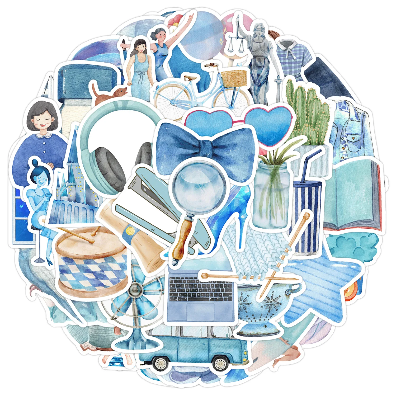 

10/50PCS INS Style Blue Aesthetics Graffiti Stickers Cartoon Personality Creative DIY Refrigerator Mobile Case Skateboard Decals