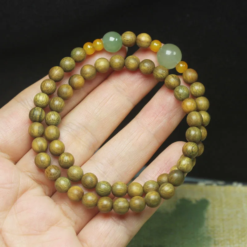 Guajacwood with Fragrance 6mm Double Circle Buddha Beads Sandalwood Bracelet Women's Simple Temperament Crafts Rosary Gift