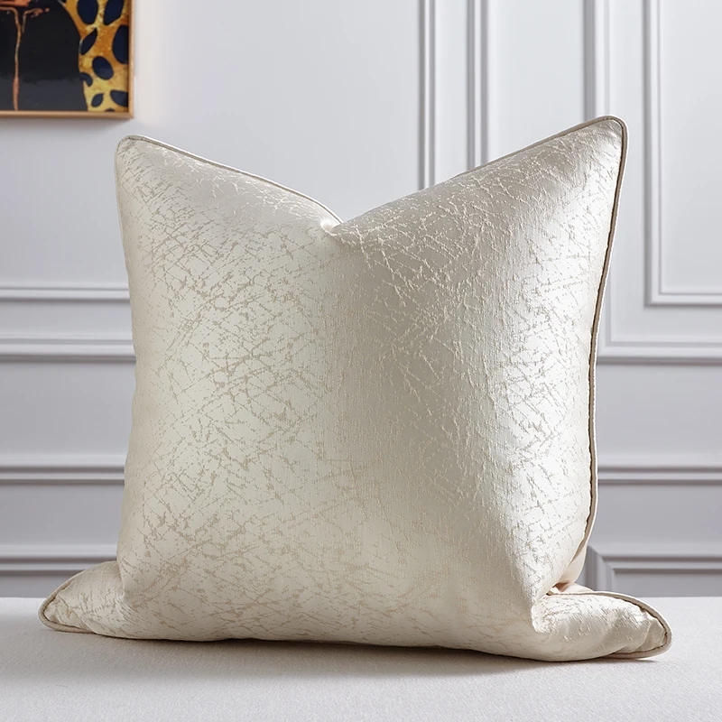 Cream Ivory Pillows Abstract Geometric Cushion Case Modern 50x50 Square Decorative Pillow Cover For Sofa Chair Home Decorations