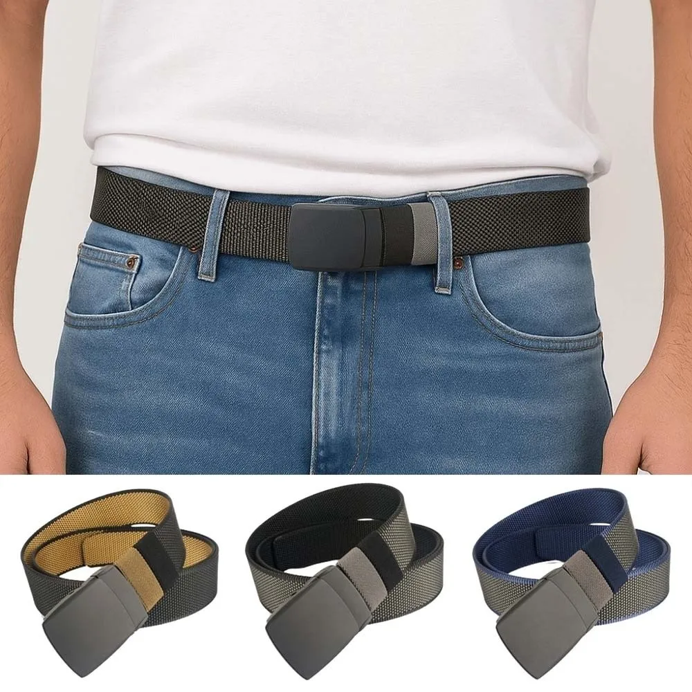 

Rotating Double-sided Men Nylon Waist Belts Quick Release Belt Accessories Man Waistbands Adjustable Trendy Korean Waist Strap