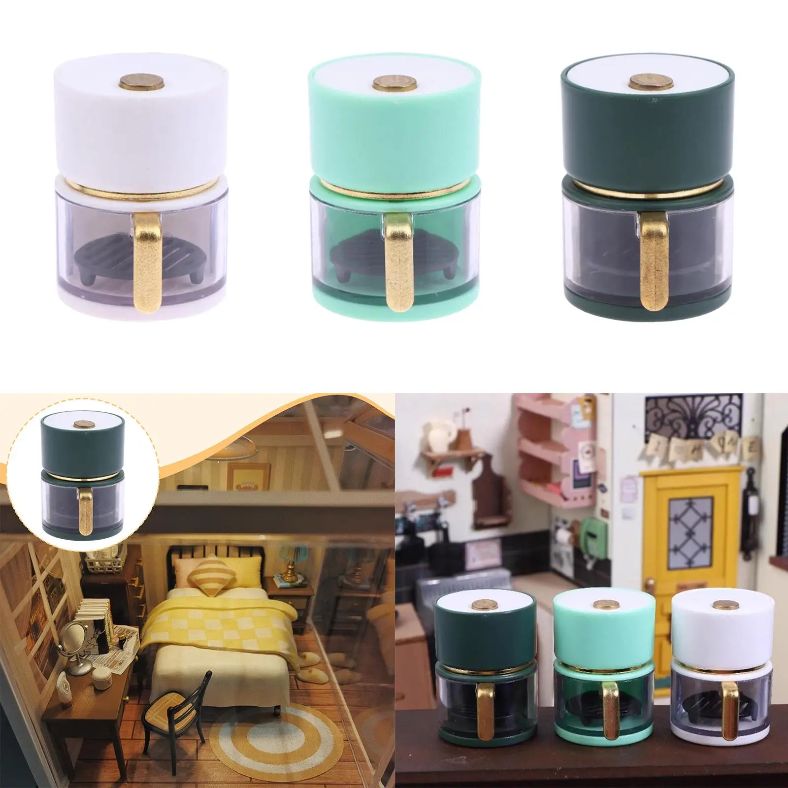 1:12 دمية تضيء مقلاة الهواء المهنية غرامة صنعة محاكاة دمية ديكور المشهد ديكور هدية عيد ميلاد حلية #4