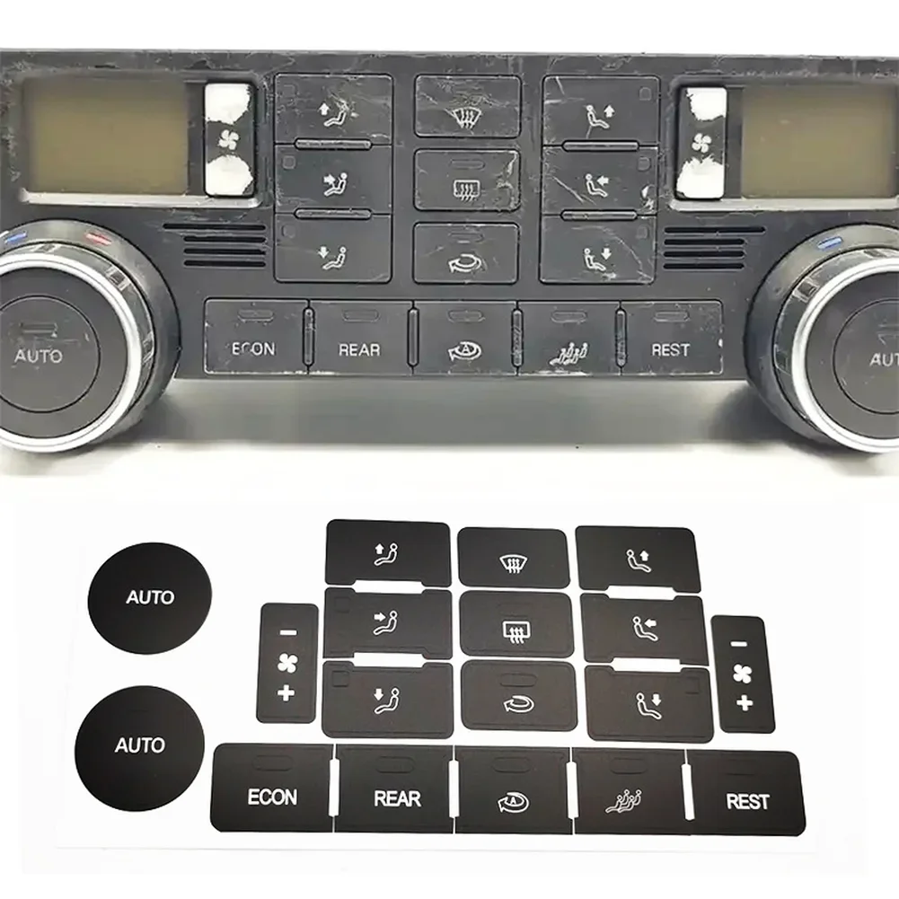 Vinyl AC Button Repair Decal for For Touareg 2004 2005 2006 2007 2008 2009 Interior Trim Replacement Sticker Black Overlay
