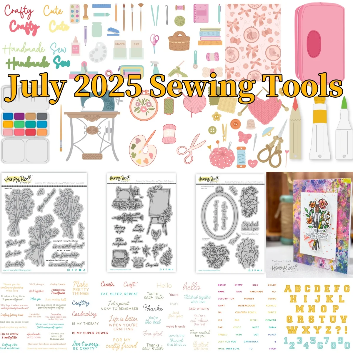 

July 2025 Sewing Tools Floral Clear Stamps Metal Cutting Dies Hot Foil for DIY Making Card Scrapbook Craft Template Decoration