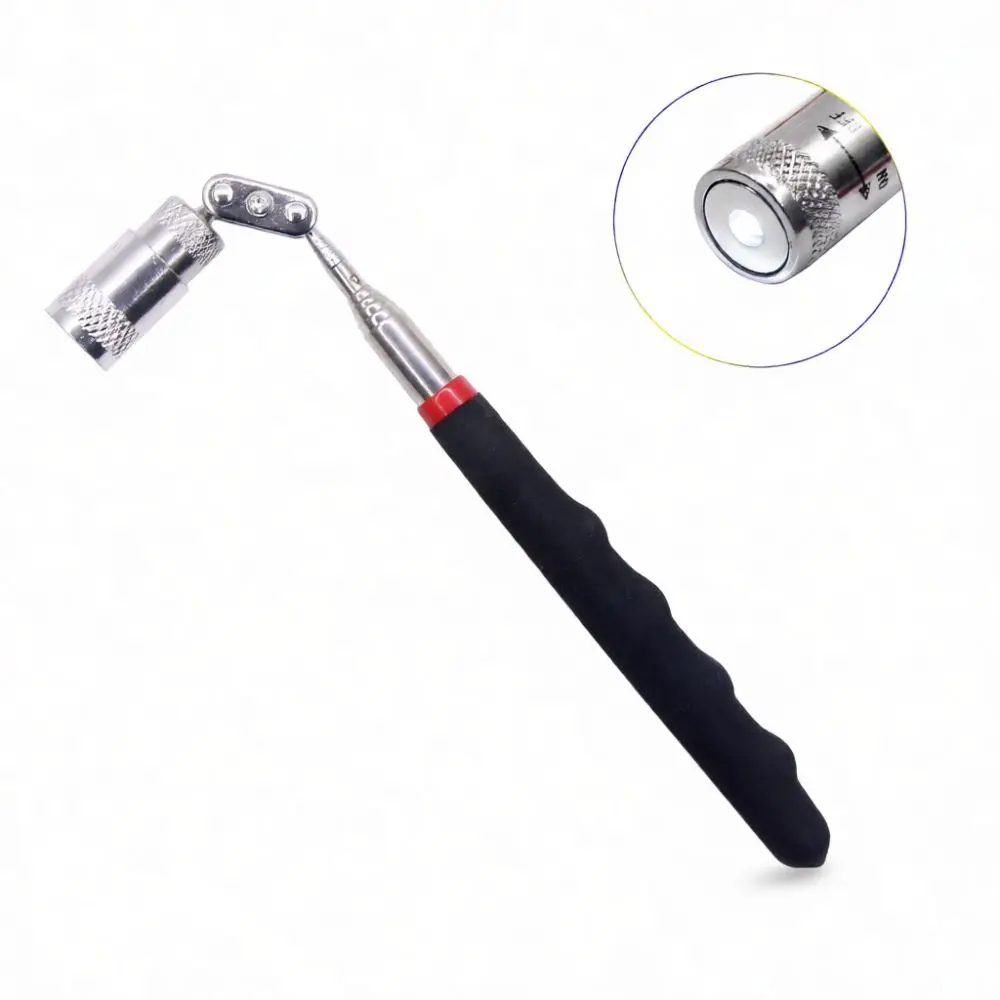Flexible Magnetic Pickup Rod With Led Flashlight Stainless Steel Grabber For Auto Maintenance Household Metal Work