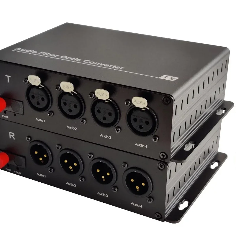 audio analog extender over fiber 4 channels xlr audio over 1 core