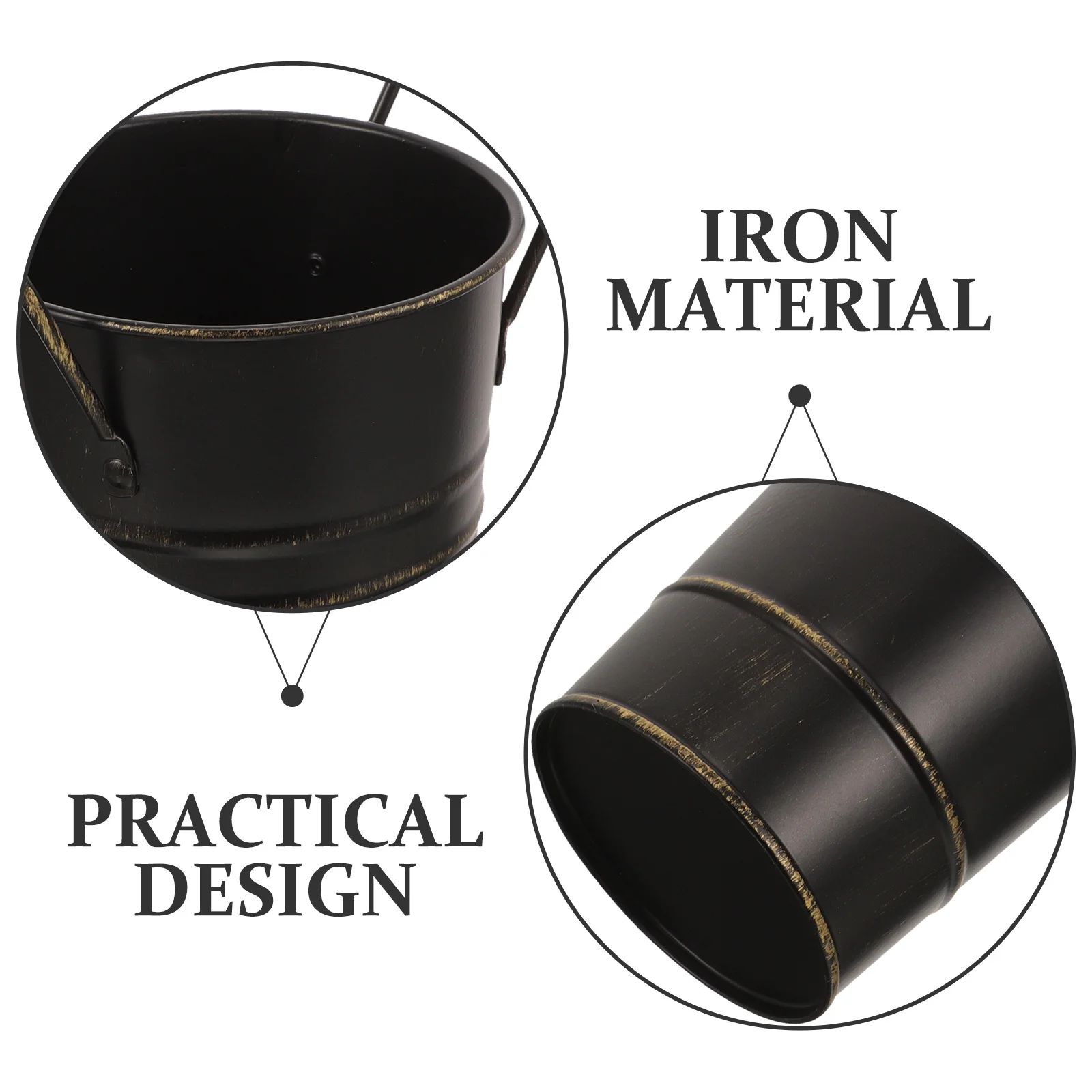 

Iron Flower Bucket Retro Planter Compact Size Handle Flower Container Vase for Home Garden Decor Floral Vase Household Plant Pot