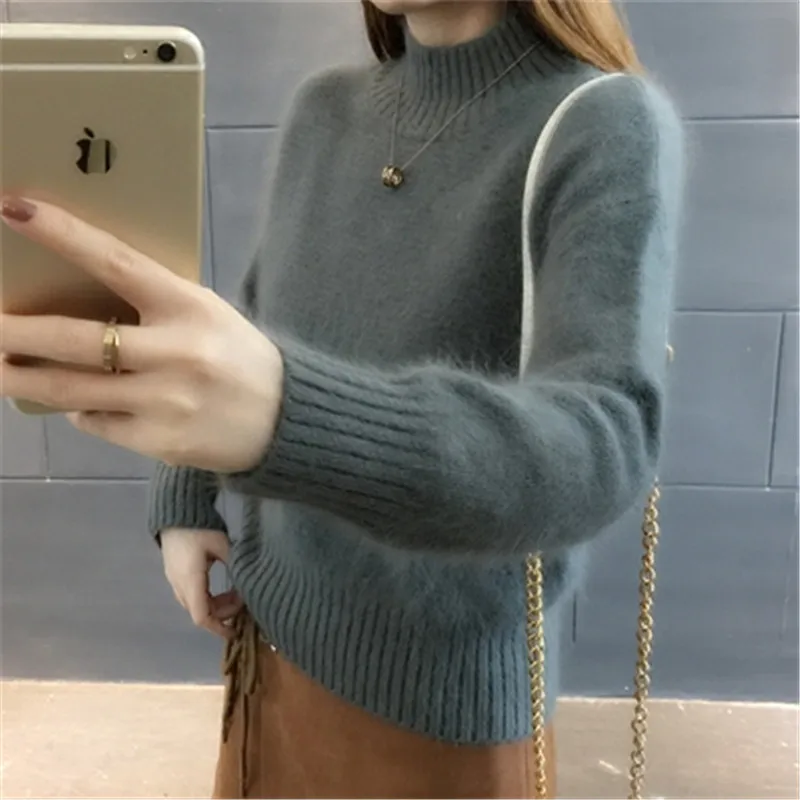 

Fleece Soft Elasticity Casual Thick Pullover Warm Loose Sweaters Autumn Cashmere Sweater Women Winter Wool Mohair velvet