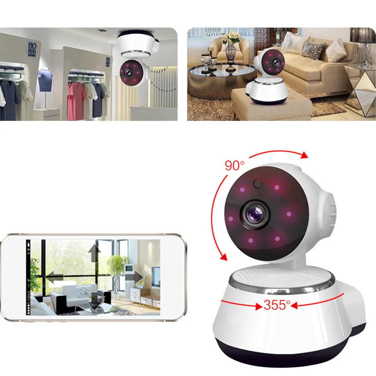 

Security 720P Mini WiFi IP Camera Night Vision Webcam Baby Monitor Compatible Smartphone Tablet Computer Motion