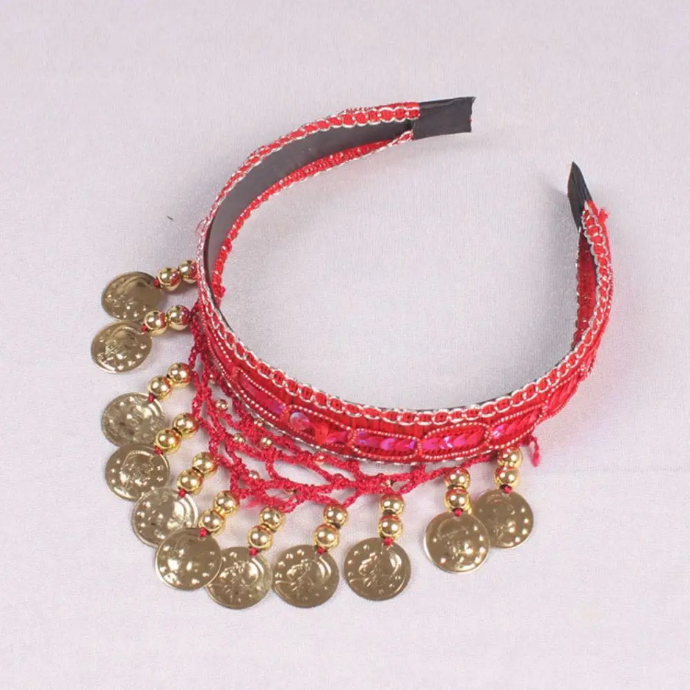Moda stile etnico testa con paillettes catena accessori per la testa perline danza del ventre fascia per capelli corona boema testa cerchio ragazza
